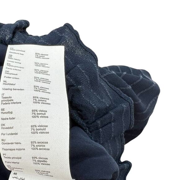 Maje Istra Ruffled Crepe Playsuit Romper Long‎ Sleeve Pinstripe Blue Size 34 XS - Picture 12 of 13